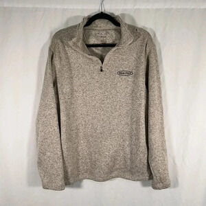 Realtree Sweater Men's Large Brown Grey 1/4 Zip Long Sleeve Polyester Pullover